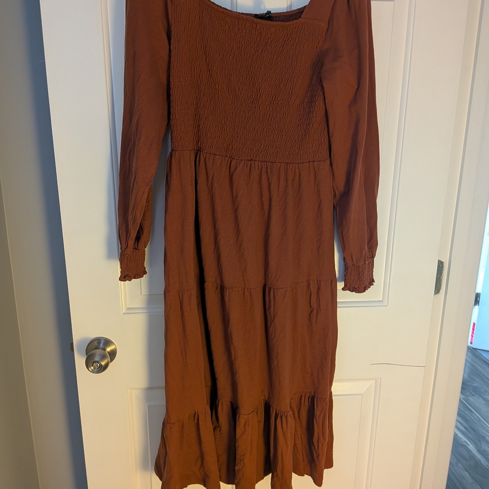 Elegant Brown Long Sleeve Dress